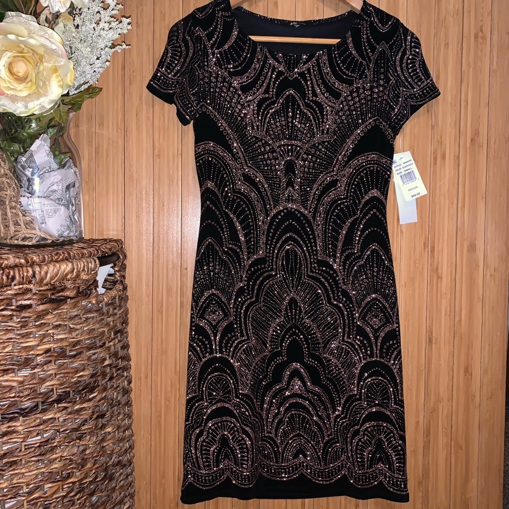 NWT!!! Women’s black and gold dress
